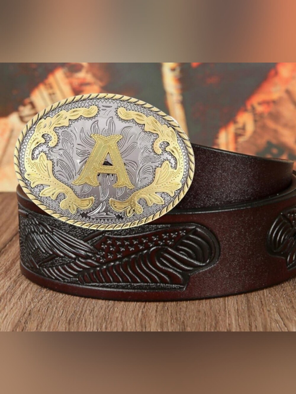Letter A gold and Silver belt buckle.  All letters are Available